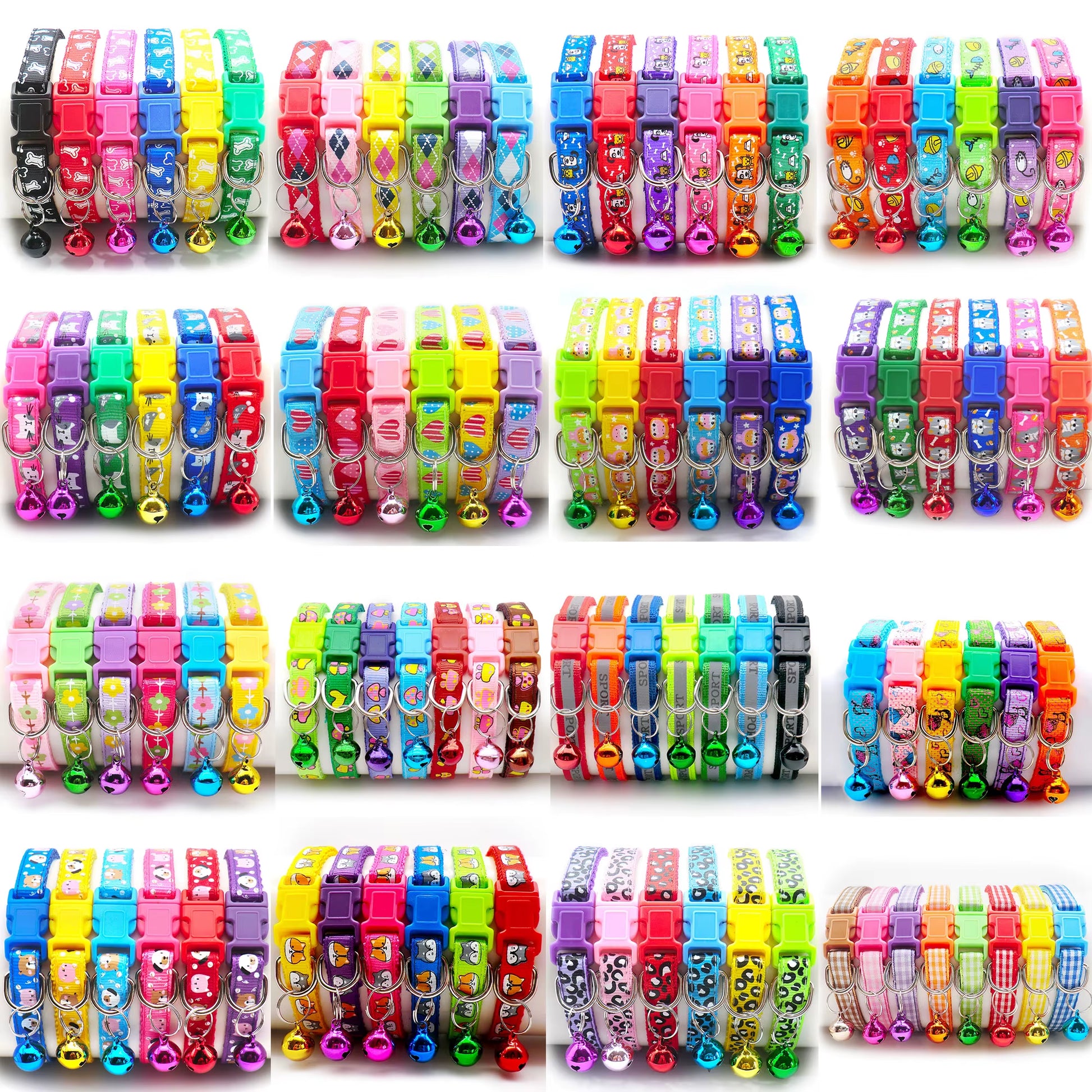 12 Pcs Wholesale Collars for Cat Collar with Bell Adjustable Necklace Cat Puppy Kitten Collar Dropshipping Pet Cats Collar Perro