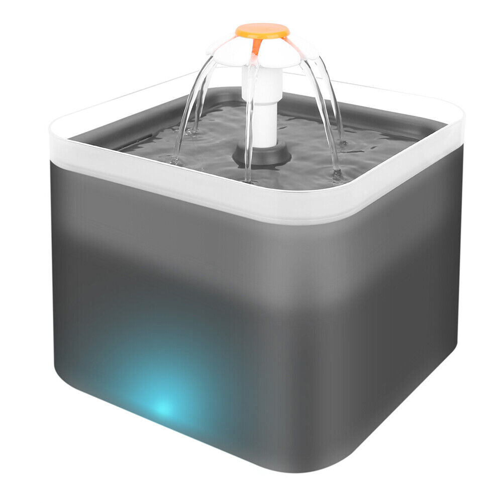 2L Pet Water Fountain Automatic LED Auto Dish Drinking Dispenser Bowl