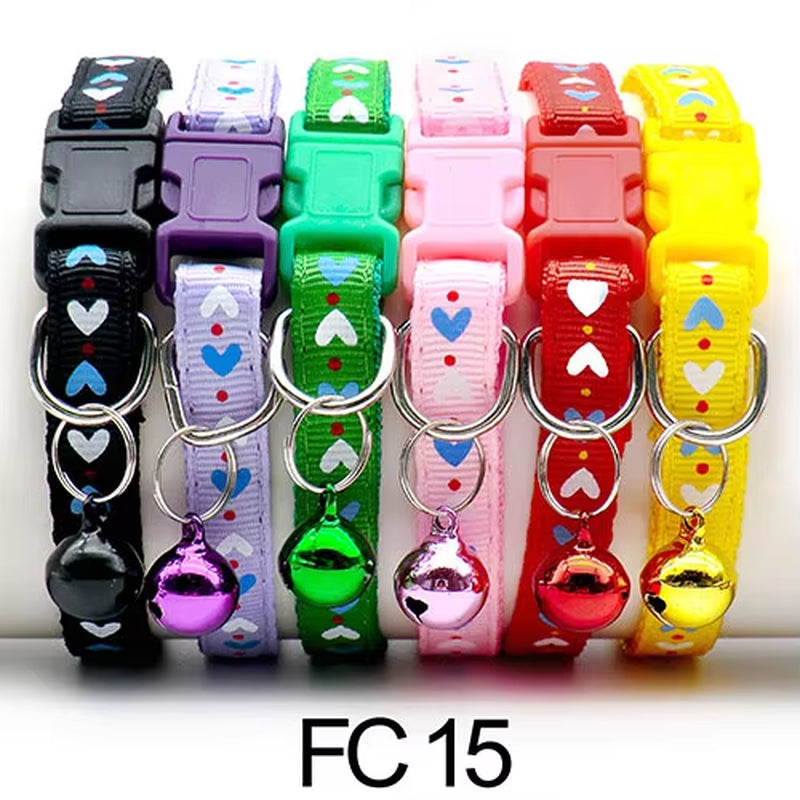 12 Pcs Wholesale Collars for Cat Collar with Bell Adjustable Necklace Cat Puppy Kitten Collar Dropshipping Pet Cats Collar Perro