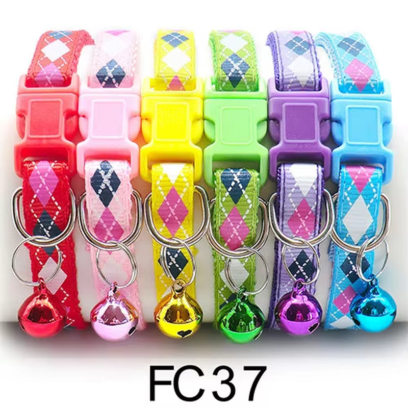 12 Pcs Wholesale Collars for Cat Collar with Bell Adjustable Necklace Cat Puppy Kitten Collar Dropshipping Pet Cats Collar Perro