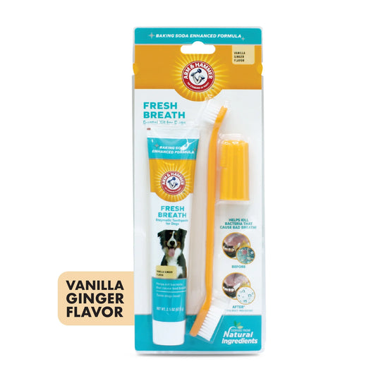 Advanced Care Fresh Breath Dog Toothpaste & Toothbrush Kit Vanilla Ginger Flavor