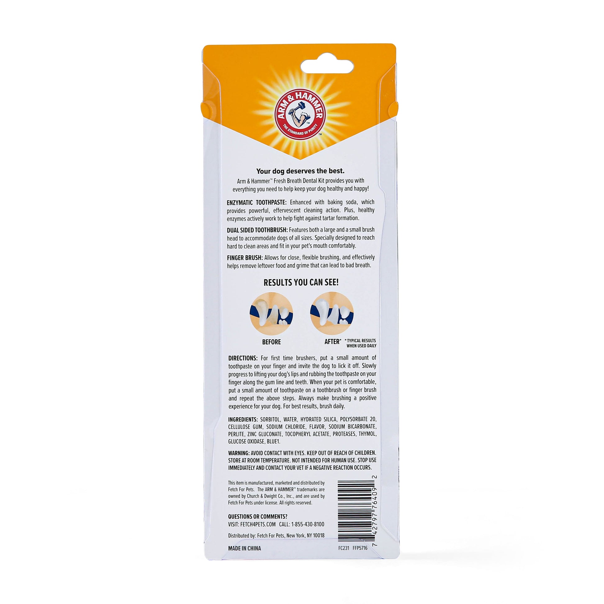 Advanced Care Fresh Breath Dog Toothpaste & Toothbrush Kit Vanilla Ginger Flavor