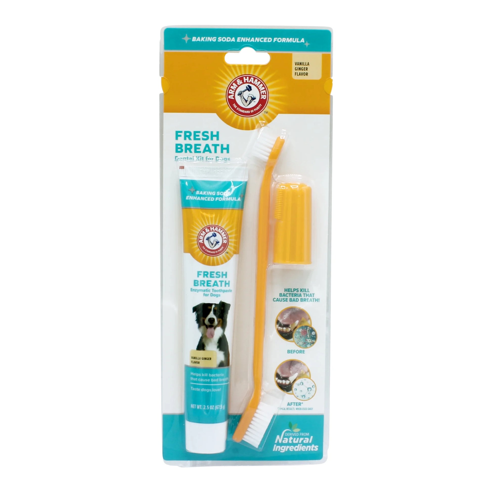 Advanced Care Fresh Breath Dog Toothpaste & Toothbrush Kit Vanilla Ginger Flavor
