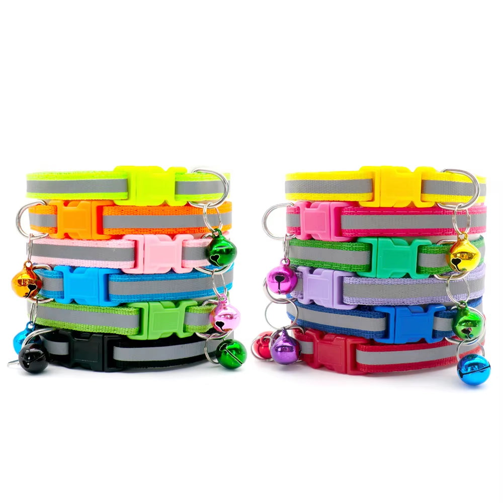 12 Pcs Wholesale Collars for Cat Collar with Bell Adjustable Necklace Cat Puppy Kitten Collar Dropshipping Pet Cats Collar Perro