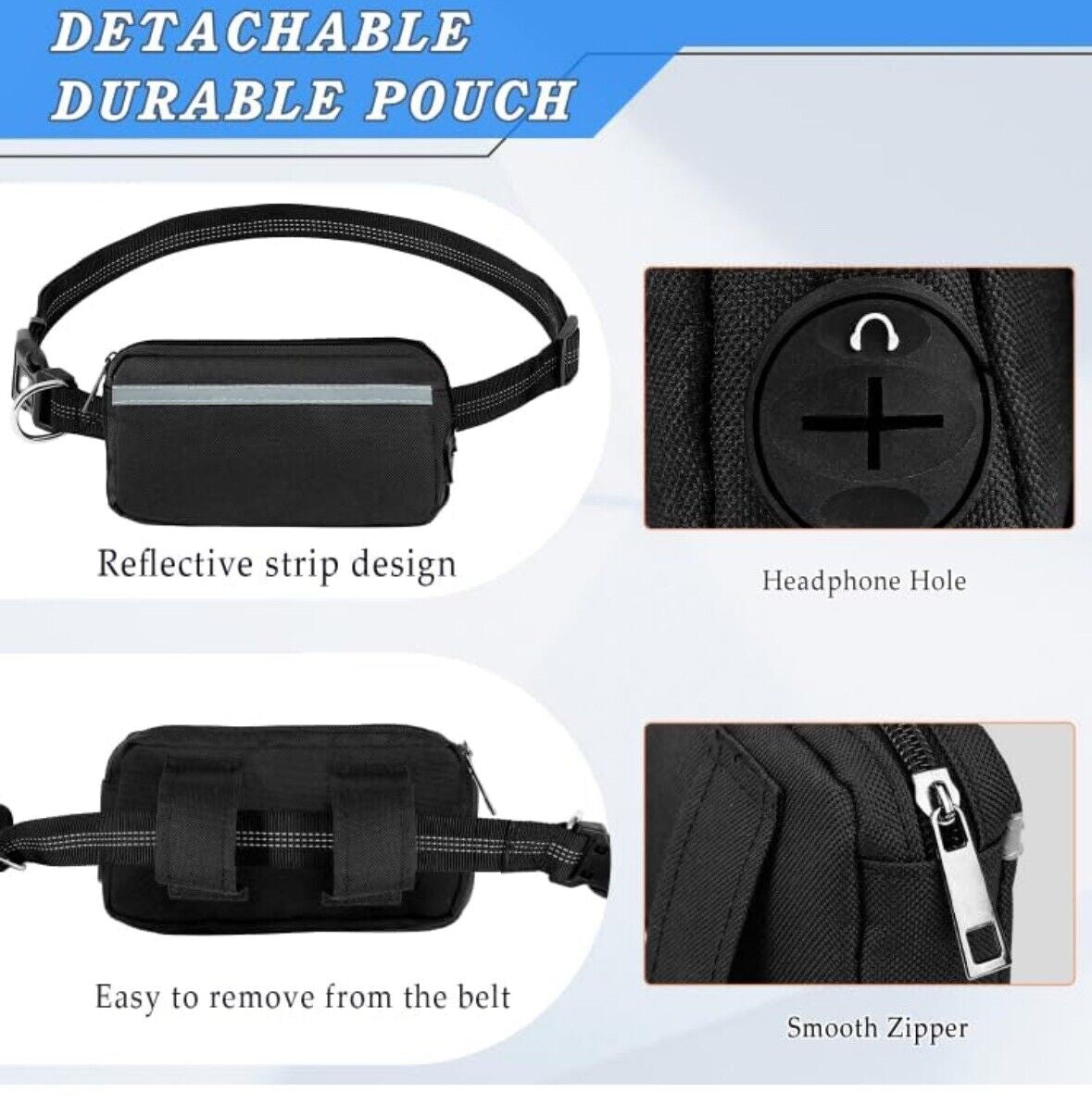 Hands Free Dog Leash with Zipper Pouch, Dual Padded Handles and Durable Bungee