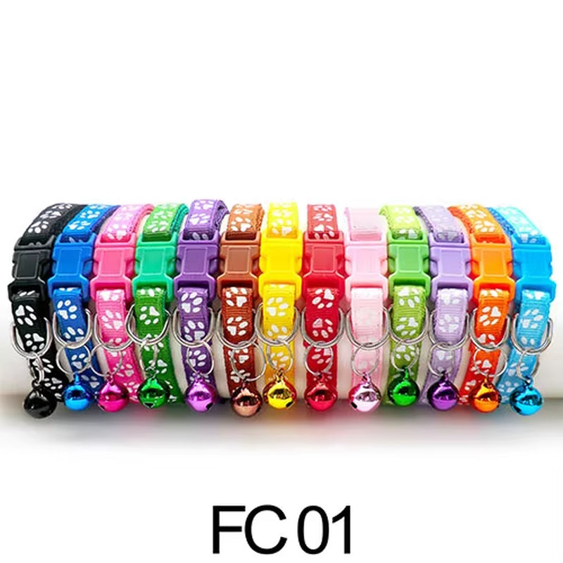 12 Pcs Wholesale Collars for Cat Collar with Bell Adjustable Necklace Cat Puppy Kitten Collar Dropshipping Pet Cats Collar Perro
