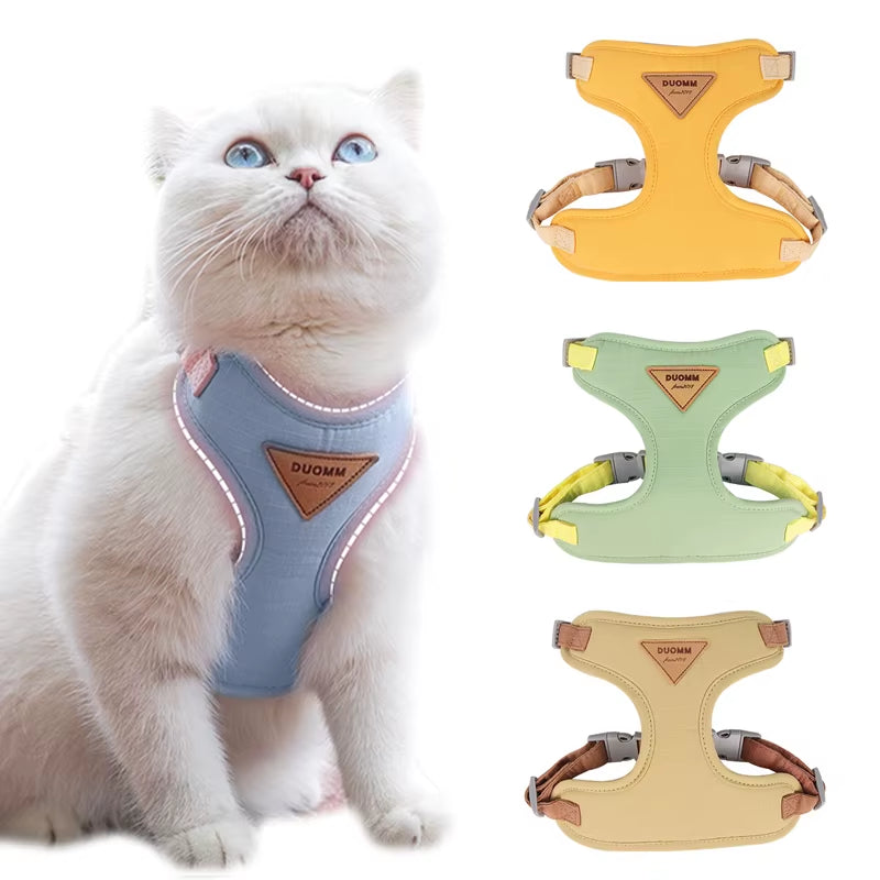 Cat Harness Leash Set Adjustable Puppy Harness Vest Escape Proof Kitten Chest Strap Chihuahua Pug Outdoor Walking Lead Leash