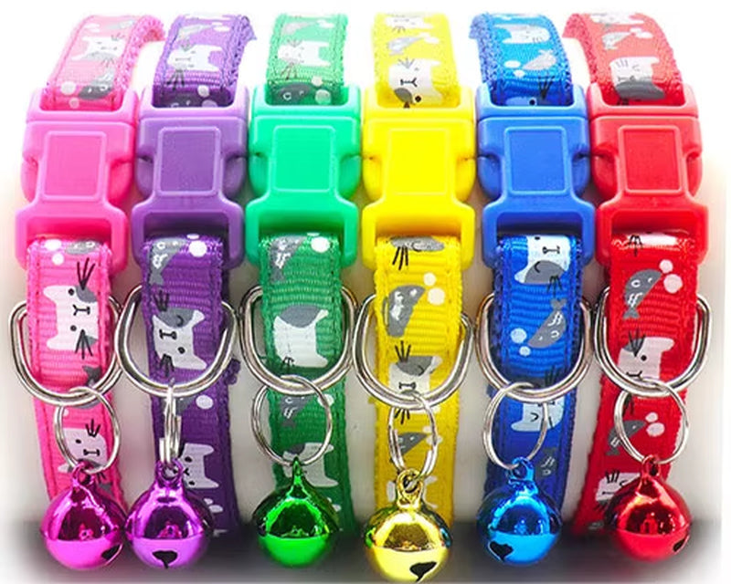 12 Pcs Wholesale Collars for Cat Collar with Bell Adjustable Necklace Cat Puppy Kitten Collar Dropshipping Pet Cats Collar Perro