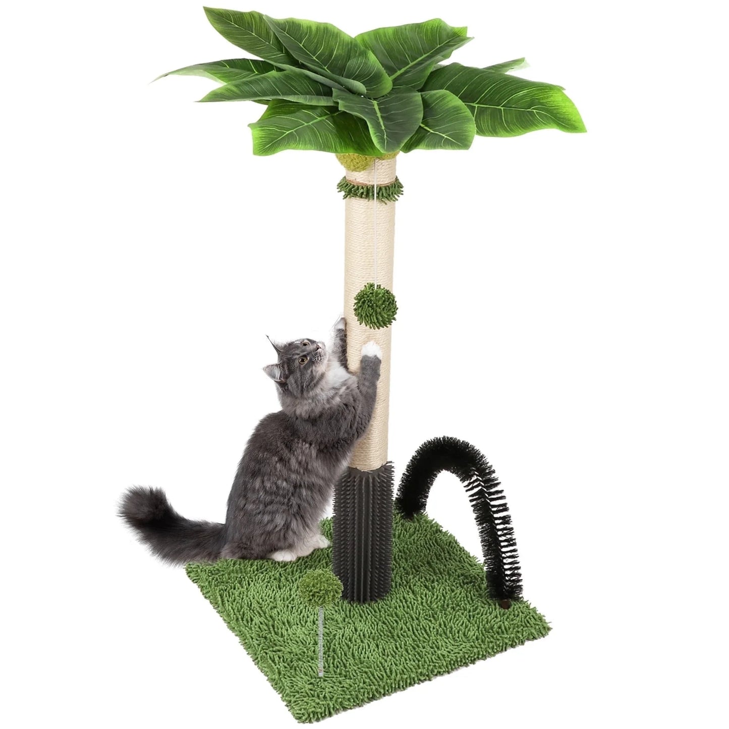 Cat Post 38" Cat Scratching Post, Scratch Posts for Indoor Cats with Dangling Ball, Spring Ball (Green)