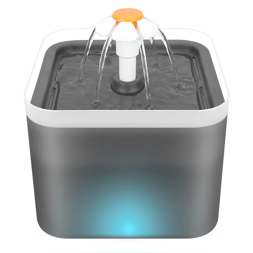 2L Pet Water Fountain Automatic LED Auto Dish Drinking Dispenser Bowl