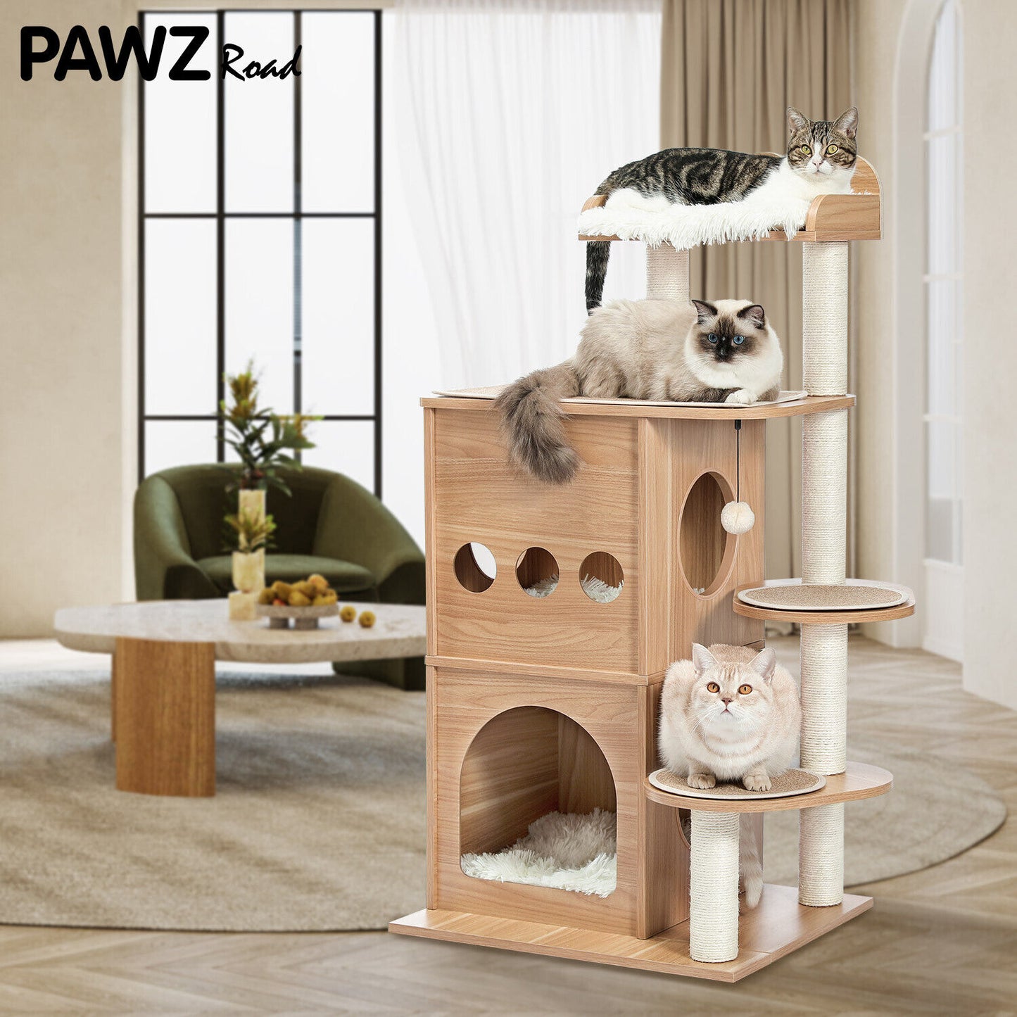 PAWZ Road Cat Tree Tower Condo Scratching Post Scratcher House for Large Cats