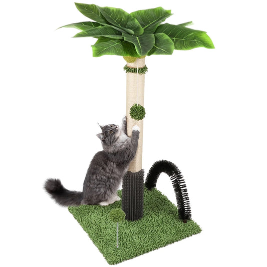Cat Post 38" Cat Scratching Post, Scratch Posts for Indoor Cats with Dangling Ball, Spring Ball (Green)