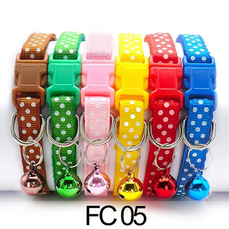 12 Pcs Wholesale Collars for Cat Collar with Bell Adjustable Necklace Cat Puppy Kitten Collar Dropshipping Pet Cats Collar Perro