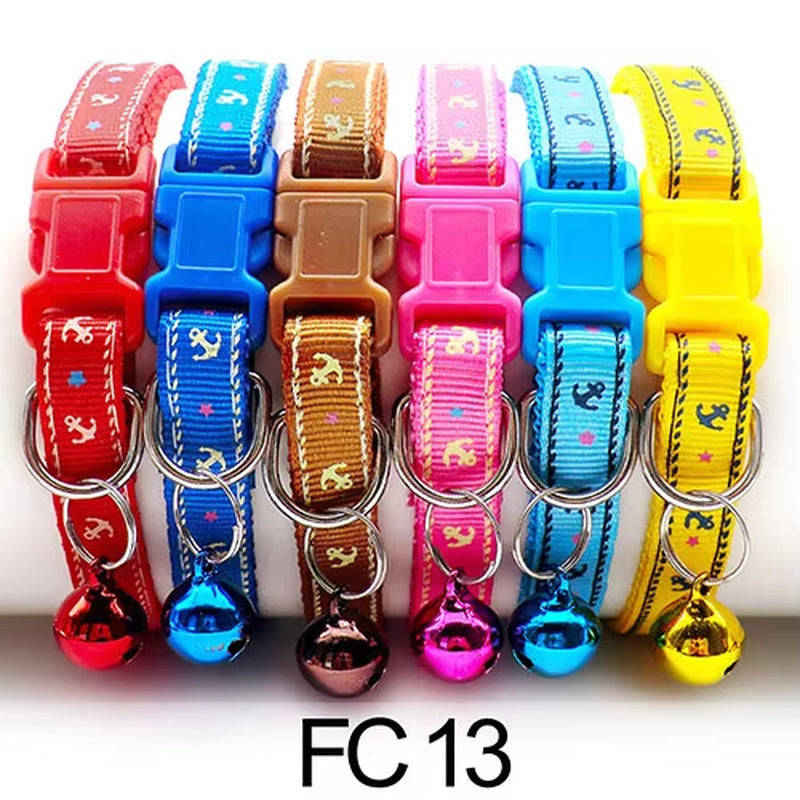 12 Pcs Wholesale Collars for Cat Collar with Bell Adjustable Necklace Cat Puppy Kitten Collar Dropshipping Pet Cats Collar Perro