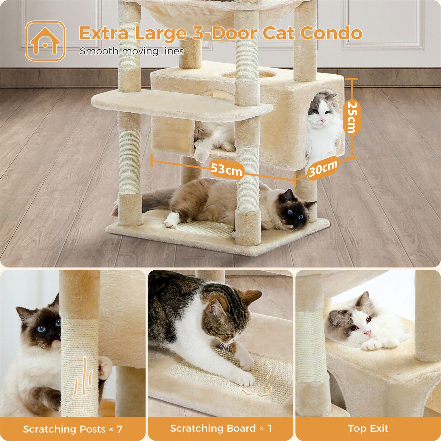 PAWZ Road Cat Tree Tower Condo Scratching Post Scratcher House for Large Cats