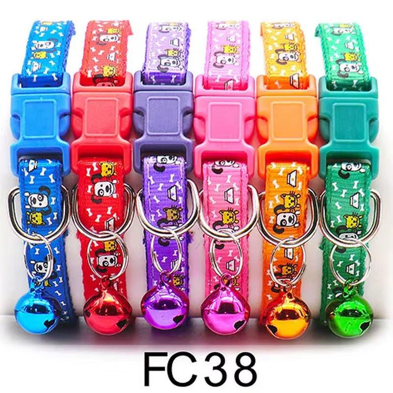 12 Pcs Wholesale Collars for Cat Collar with Bell Adjustable Necklace Cat Puppy Kitten Collar Dropshipping Pet Cats Collar Perro