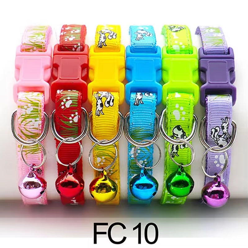 12 Pcs Wholesale Collars for Cat Collar with Bell Adjustable Necklace Cat Puppy Kitten Collar Dropshipping Pet Cats Collar Perro
