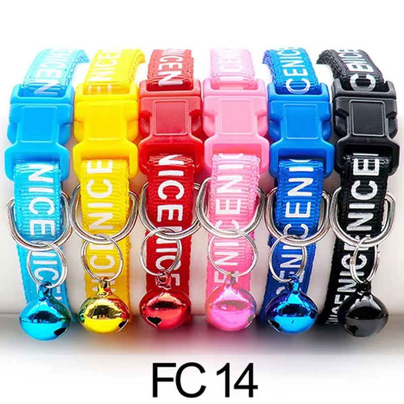12 Pcs Wholesale Collars for Cat Collar with Bell Adjustable Necklace Cat Puppy Kitten Collar Dropshipping Pet Cats Collar Perro