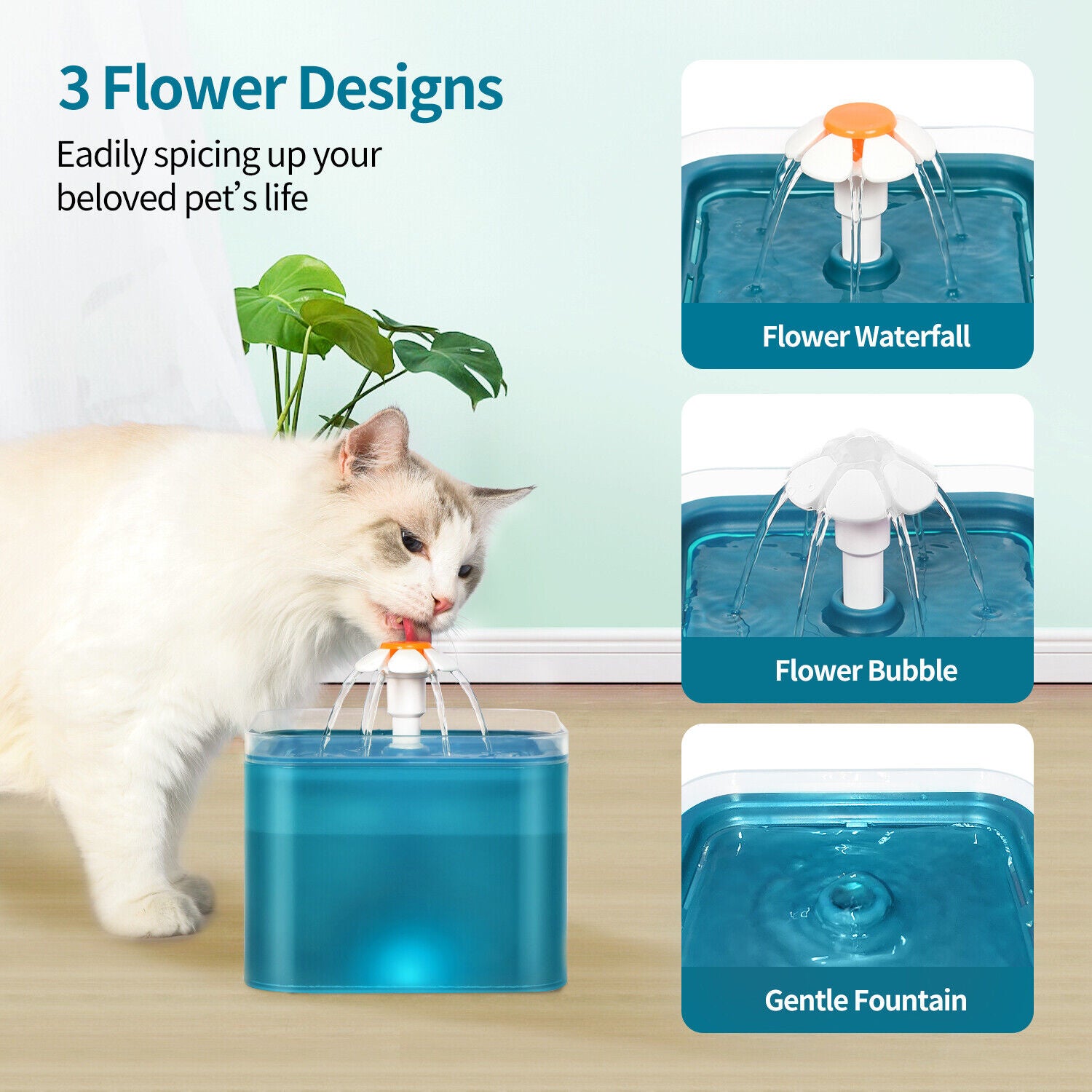 2L Pet Water Fountain Automatic LED Auto Dish Drinking Dispenser Bowl