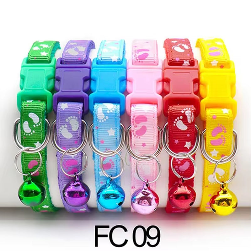 12 Pcs Wholesale Collars for Cat Collar with Bell Adjustable Necklace Cat Puppy Kitten Collar Dropshipping Pet Cats Collar Perro