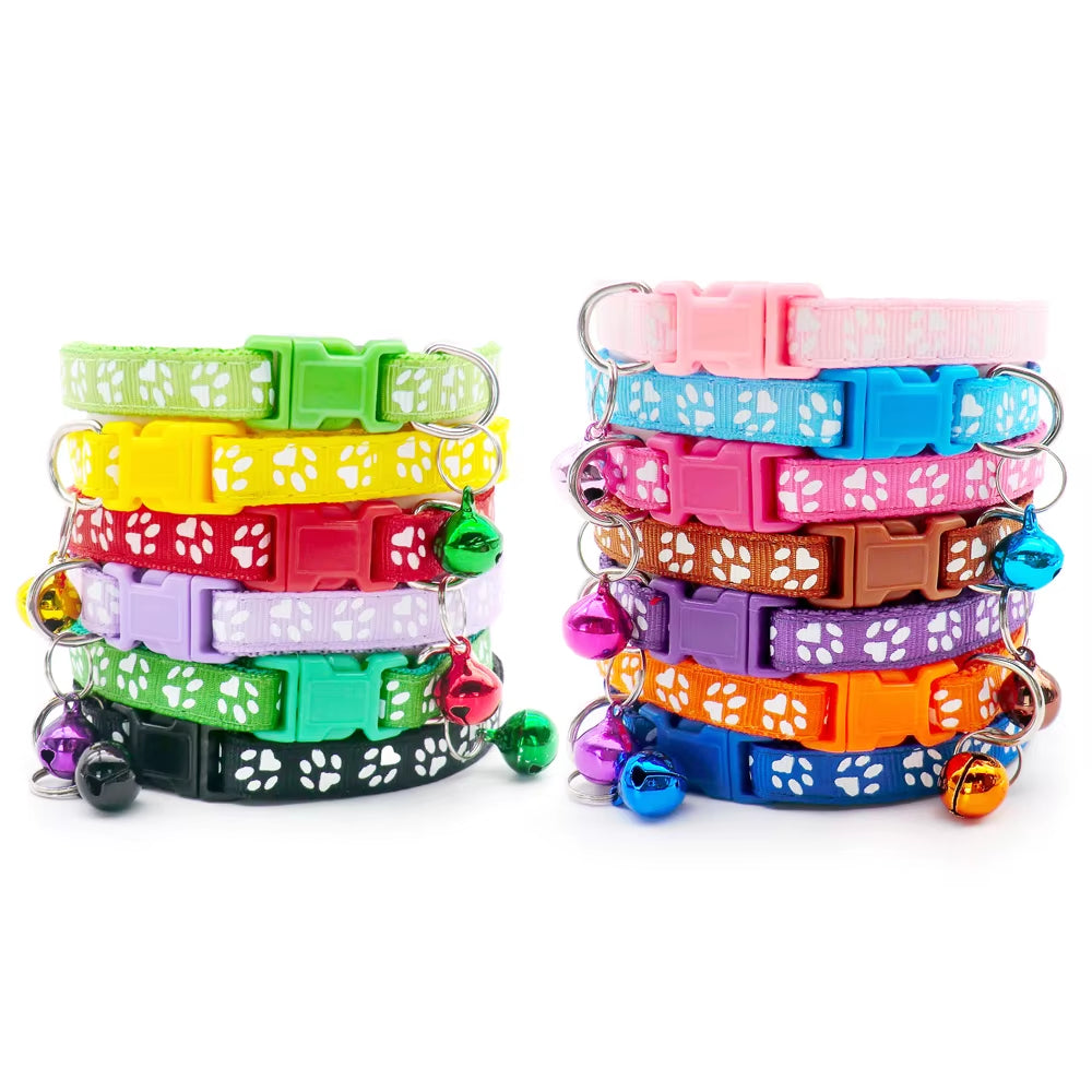 12 Pcs Wholesale Collars for Cat Collar with Bell Adjustable Necklace Cat Puppy Kitten Collar Dropshipping Pet Cats Collar Perro