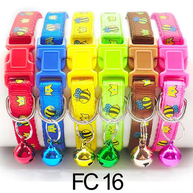 12 Pcs Wholesale Collars for Cat Collar with Bell Adjustable Necklace Cat Puppy Kitten Collar Dropshipping Pet Cats Collar Perro