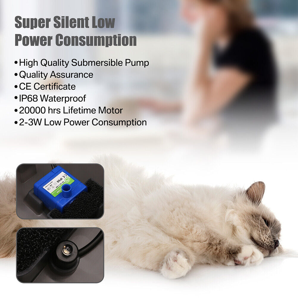 2L Pet Water Fountain Automatic LED Auto Dish Drinking Dispenser Bowl