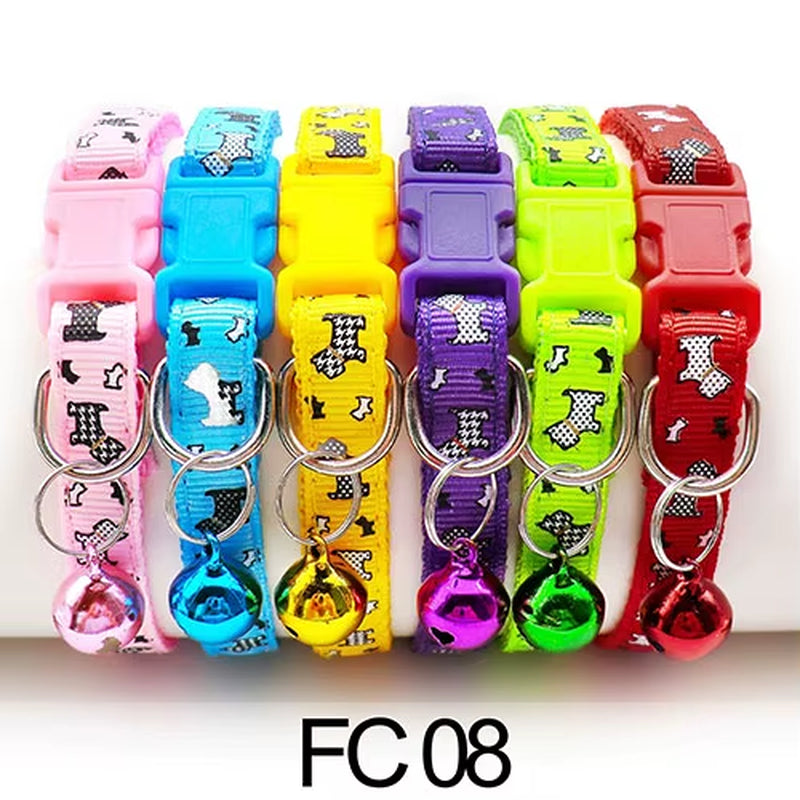12 Pcs Wholesale Collars for Cat Collar with Bell Adjustable Necklace Cat Puppy Kitten Collar Dropshipping Pet Cats Collar Perro