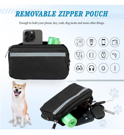 Hands Free Dog Leash with Zipper Pouch, Dual Padded Handles and Durable Bungee