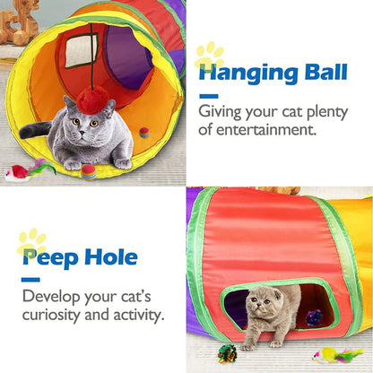 Cat Toys Tunnels Collapsible Pets Cat Jungle Tunnels Kitty Toys Balls