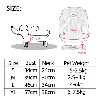 Cat Harness Leash Set for Small Dogs Adjustable Puppy Cat Harness Vest French Bulldog Chihuahua Pug Outdoor Walking Lead Leash